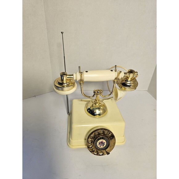 Vintage Rotary Style Telephone AM/FM Radio Combo Gold Retro Novelty Phone Japan - Picture 1 of 9